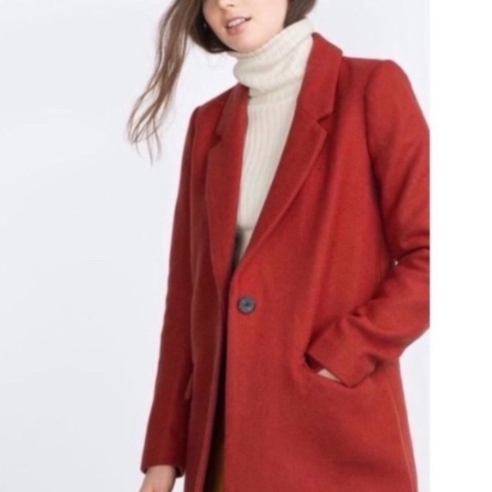 zara trafaluc red coat